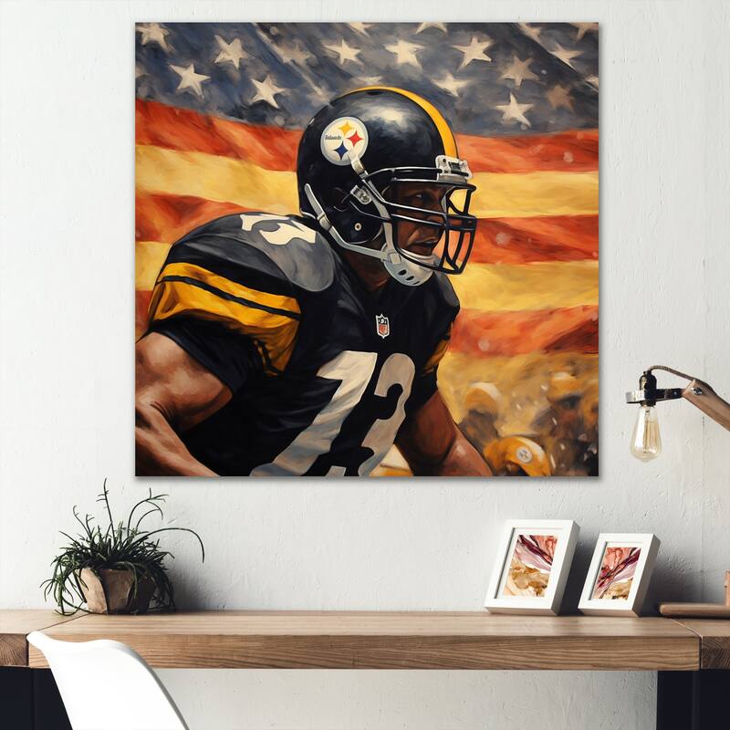 Designart "Patriot Usa Football Player I" Nfl Wall Art Bed Bath
